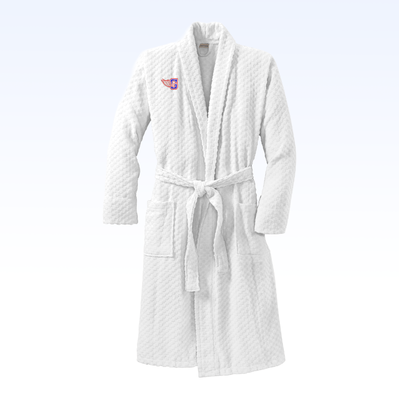 CHECKERED TERRY SHAWL COLLAR BATHROBE