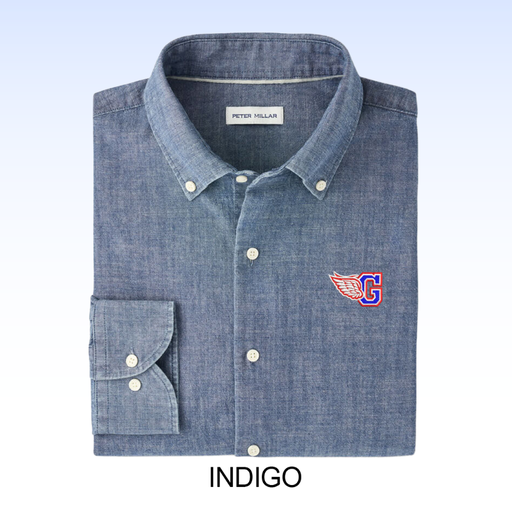 PETER MILLAR DEVONPORT CHAMBRAY COTTON-STRETCH SPORT SHIRT