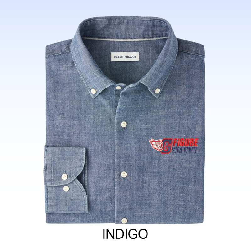 PETER MILLAR DEVONPORT CHAMBRAY COTTON-STRETCH SPORT SHIRT
